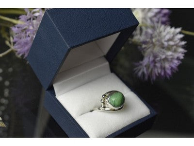 925 Sterling Silver Green Turquoise Ring Size 7.5 Mexico