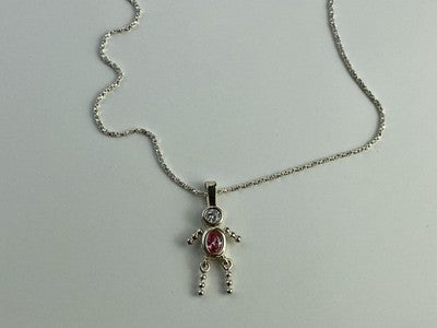 925 Sterling Silver CZ "Funny Man" Chain With Pendant