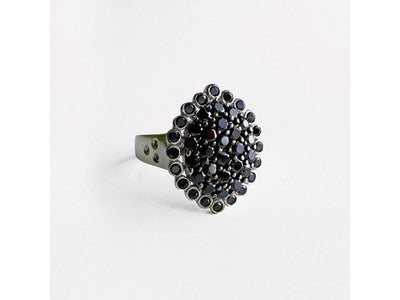 925 Sterling Silver Sapphires & CZ Ring Size 9