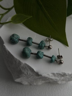 Vintage Turquoise Dangle 925 Sterling Silver Earrings