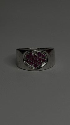 925 Sterling Silver Pink Topaz Heart Ring Size 7