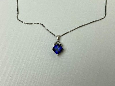 925 Sterling Silver London Blue Topaz Ring & Chain With Pendant Set