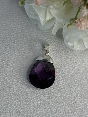 925 Sterling Silver Amethyst Pendant Length 1.40 Inch