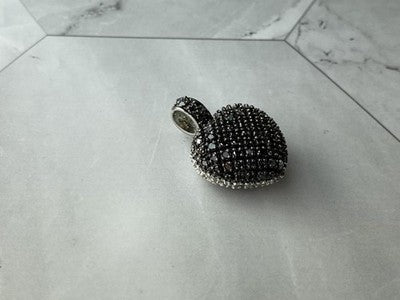 925 Sterling Silver White & Black Spinel Heart Pendant