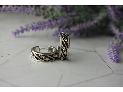 925 Sterling Silver Pink Spinel & Black Enamel Earrings