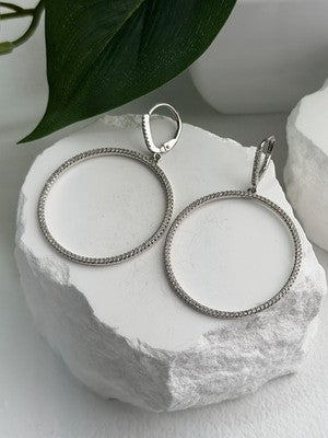 Elegant 925 Sterling Silver Cz Hoop Earrings