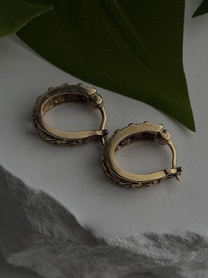 Retro Channel 925 Sterling Silver Gold Plated Elegant Hoop Earrings