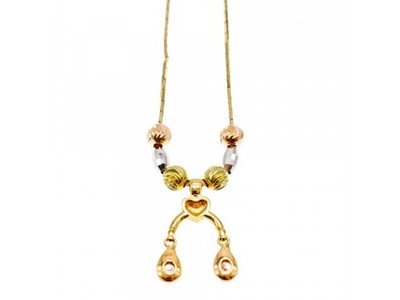 Designer 18K Yellow, White & Pink Gold Diamond Italy Necklace