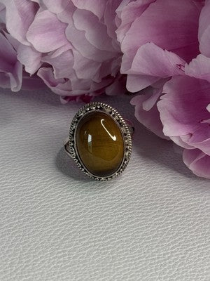 Vintage 925 Sterling Silver Tiger Eye Ring Size 9