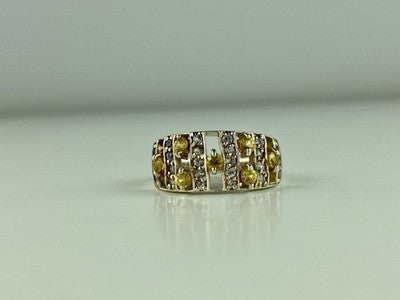 925 Sterling Silver Citrine & Quartz Ring Size 8.5