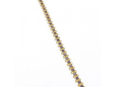 925 Sterling Silver Citrine & Amethyst Bracelet Size 7.5 IN