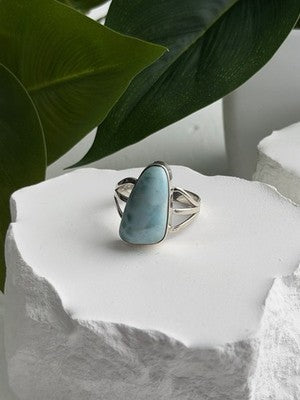 925 Sterling Silver Larimar Ring Size 8.5