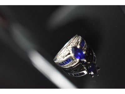 925 Sterling Silver London Blue & White Topaz Ring Size 6.5