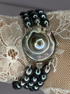 925 Sterling Silver Unique Bracelet Freshwater Pearls Lenght 8 Inch