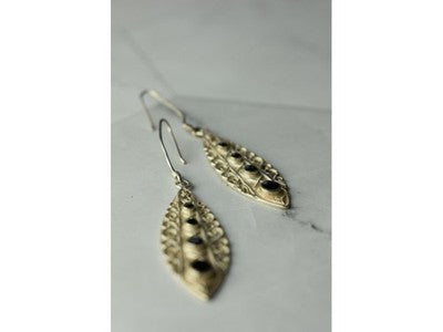 Vintage 925 Sterling Silver Black Agate Earrings