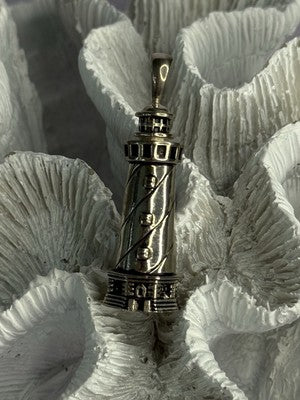 925 Sterling Silver Cape Hatteras Outer Banks Lighthouse Pendant Length 1.87 Inc