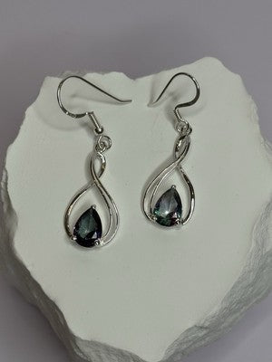 925 Sterling Silver Alexandrite Earrings Length 1.8 Inch