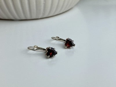 925 Sterling Silver Spessartine "Hearts" Earrings