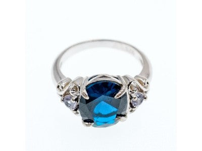 925 Sterling Silver Sapphire & Iolite Ring Size 8.5