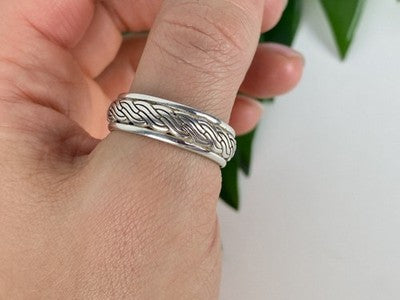Men'S 925 Sterling Silver Band Ring Size 12.5