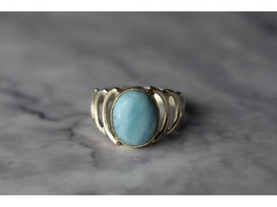 925 Sterling Silver Larimar Ring Size 7