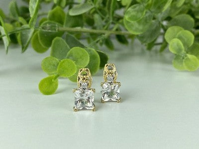 925 Sterling Silver Gold Plated White Tourmaline (Achroite) Earrings