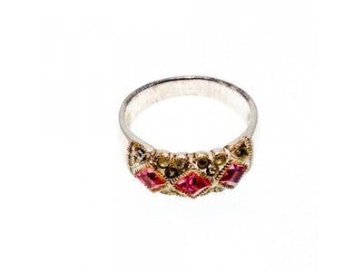 925 Sterling Silver Pink & White CZ Ring Size 5.5