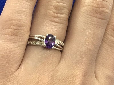 925 Sterling Silver Amethyst Ring Size 7