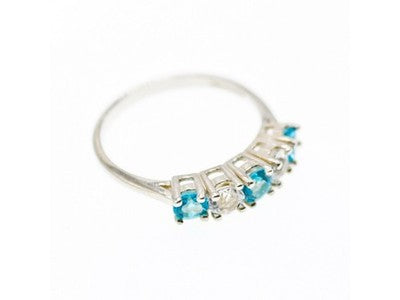 925 Sterling Silver Topaz and Beryl Ring Size 9