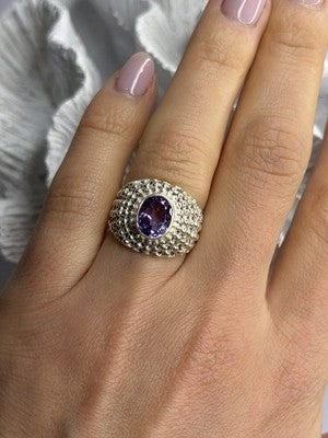 Elegant Design 925 Sterling Silver Amethyst Ring Size 6