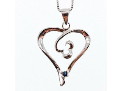 925 Sterling Silver Sapphire "Heart" Chain With Pendant