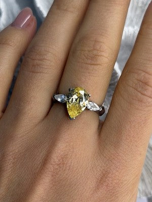 NV 925 Sterling Silver Citrine & White Spinel Ring Size 8