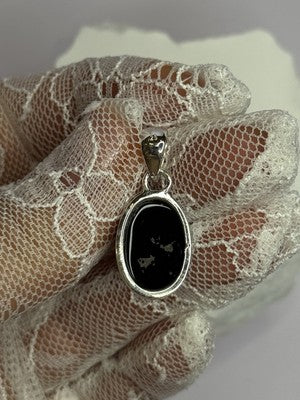 925 Sterling Silver Black Onyx Pendant Length 1.2 Inch