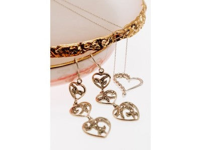 925 Sterling Silver Marcasites "Hearts" Earrings