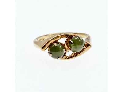 925 Sterling Silver Gold Plated Nephrite Ring Size 7