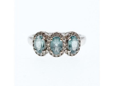925 Sterling Silver Tourmaline & Quartz Ring Size 7
