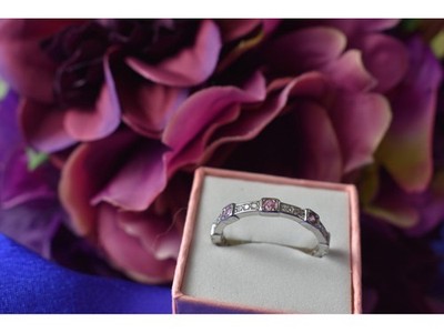 925 Sterling Silver Pink & White CZ Ring Size 10.25
