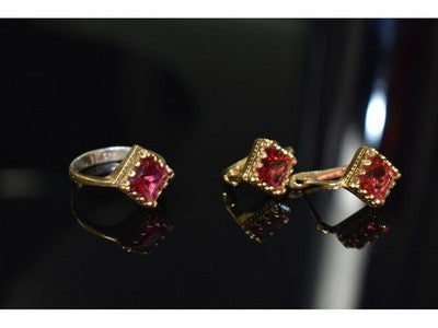 925 Sterling Silver with Gilding Alpanite Set (Ring Size 7)