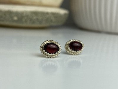 925 Sterling Silver Agate Stud Earrings