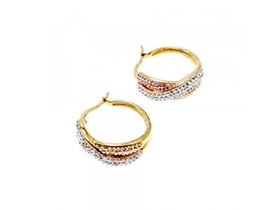 925 Sterling Silver Gold Plated Multicolor CZ Hoop Earrings