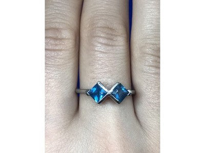 925 Sterling Silver Blue Jadeite Ring Size 8.5