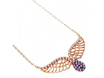 925 Sterling Silver Gold Plated CZ Necklace Turkey