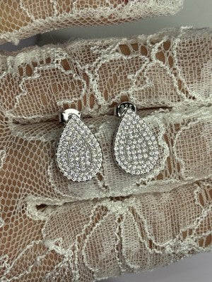 925 Sterling Silver Drop CZ Earrings Length 0.65 Inch