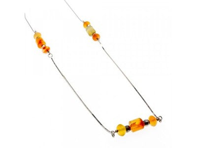 925 Sterling Silver Amber Necklace 33.4 in
