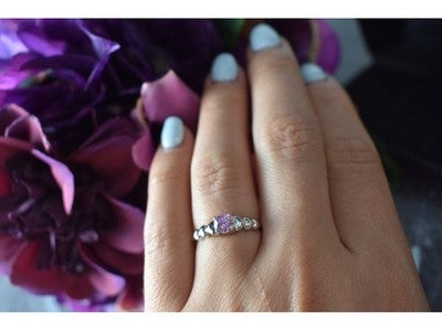 925 Sterling Silver Pink CZ Ring Size 6.5