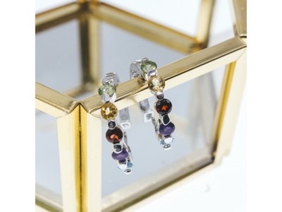 925 Sterling Silver Multi Gemstones Earrings
