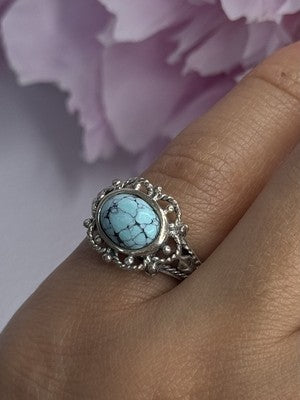 Vintage 925 Sterling Silver Turquoise Ring Size 5