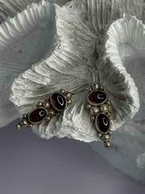 925 Sterling Silver Garnet Pyrope Earrings Length 1.15 Inch
