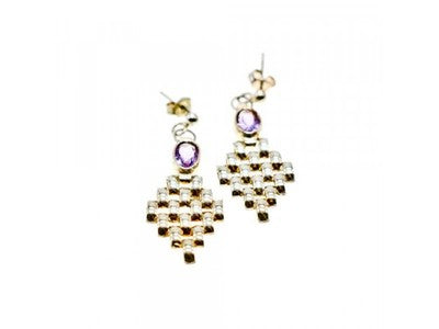 925 Sterling Silver Purple Tourmaline Stud Earrings