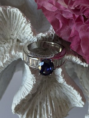 925 Sterling Silver Tourmaline & Beryl Ring Size 8